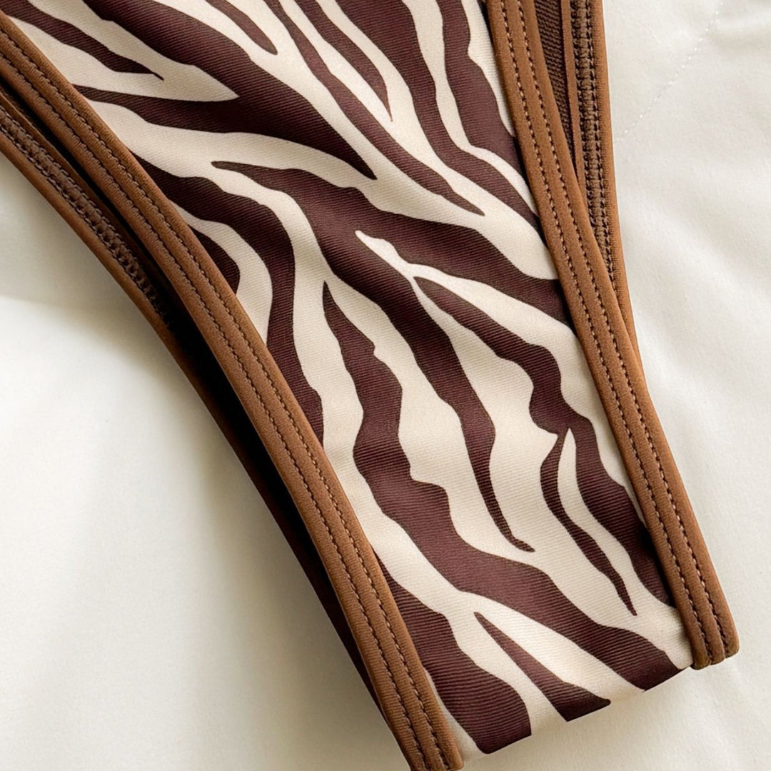 Damen Zebra-Print Bikini Set Drune