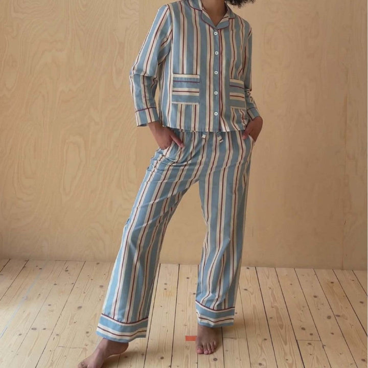 Damen Pyjama-Set mit modischem Streifenmuster Drune