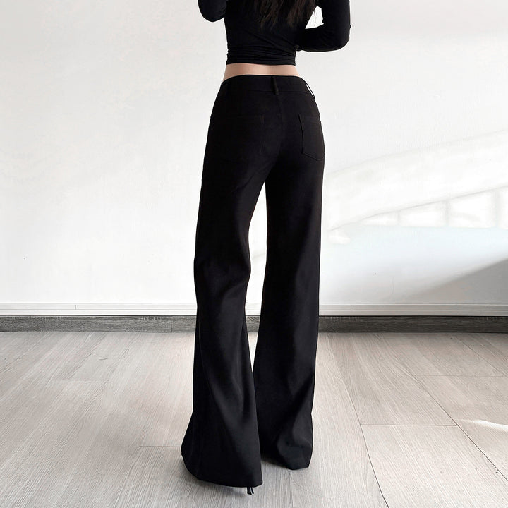 Damen Figurformende High‑Waist Flaredhose mit verdecktem Reißverschluss und Gürtelschlaufen Drune