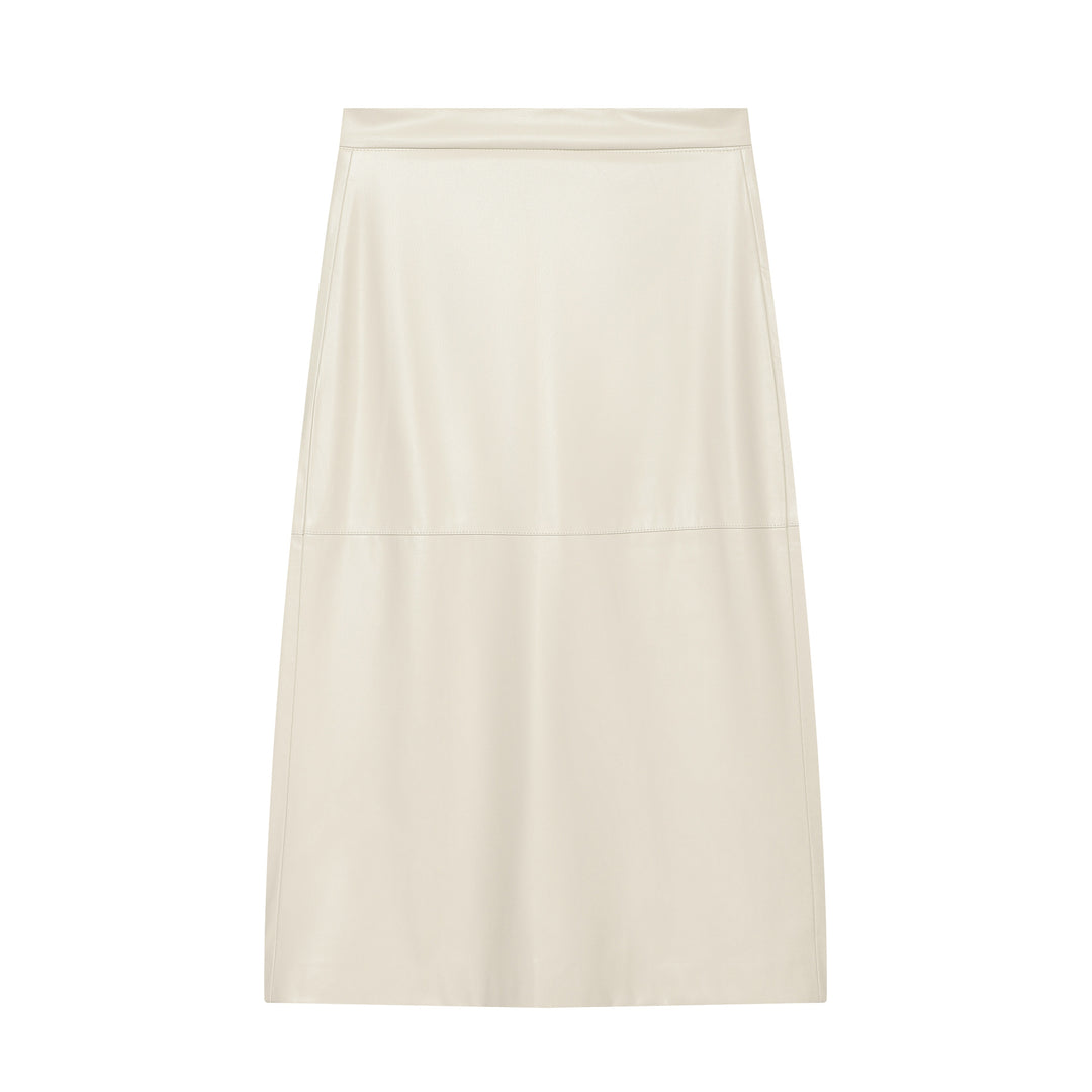 Damen A‑Linien‑Midirock aus Kunstleder mit hoher Taille Drune