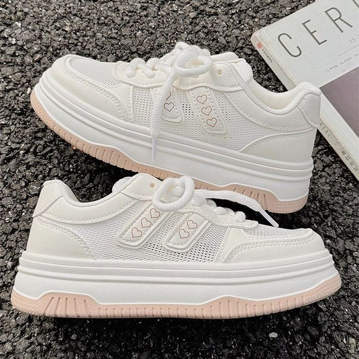 Damen Plateau‑Sneaker mit dicker Wedgesohle und Herz‑Applikation Drune