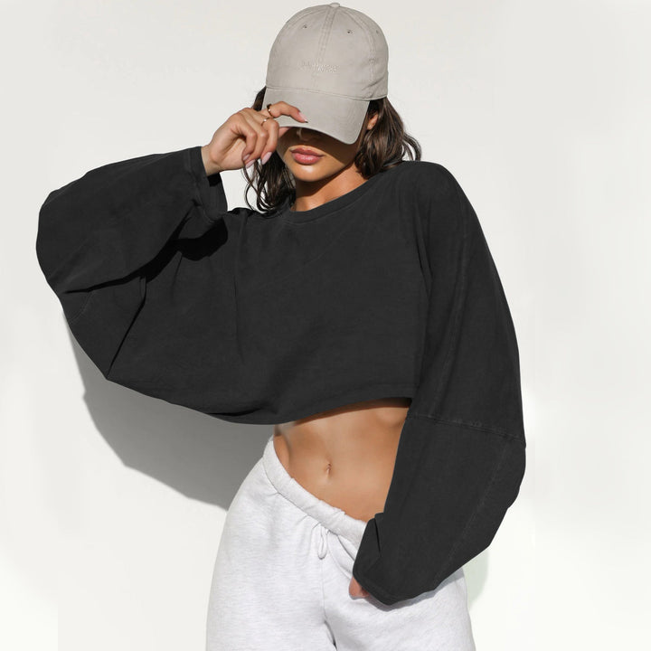 Damen lässiger Crop-Pullover Drune