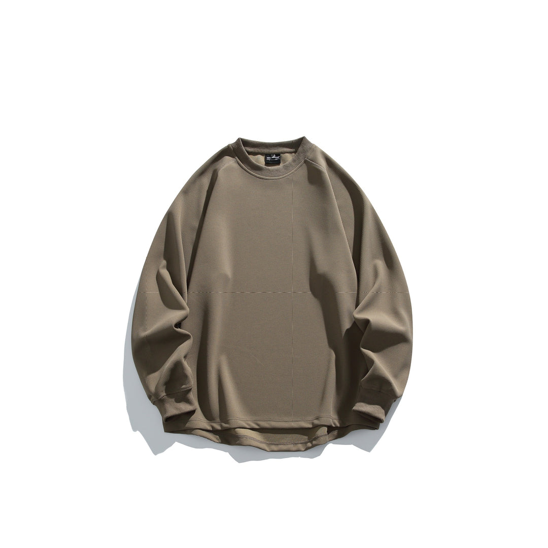 Unisex Oversize Waffelstrick-Sweatshirt mit Rundhalsausschnitt Drune