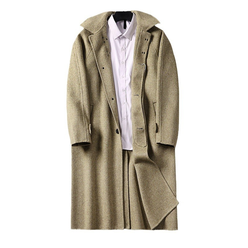 Herren Gerader Wollmix-Longcoat mit verdeckter Front und dekorativen Knebelverschlüssen Drune