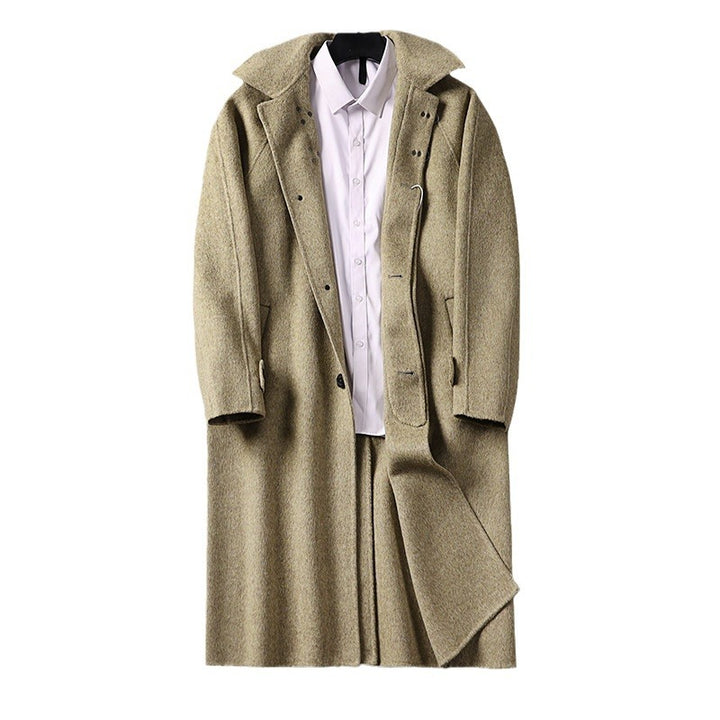 Herren Gerader Wollmix-Longcoat mit verdeckter Front und dekorativen Knebelverschlüssen Drune