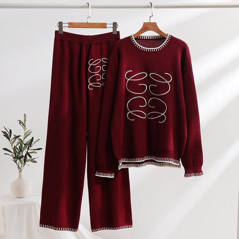 Damen gemütliches Sweatset mit grafischem Design und eleganten Kontrastdetails Drune