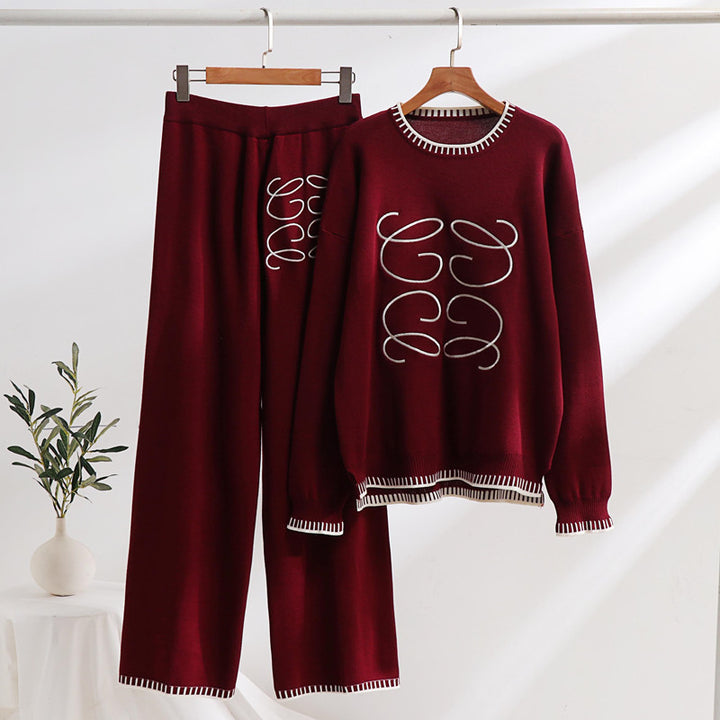Damen gemütliches Sweatset mit grafischem Design und eleganten Kontrastdetails Drune