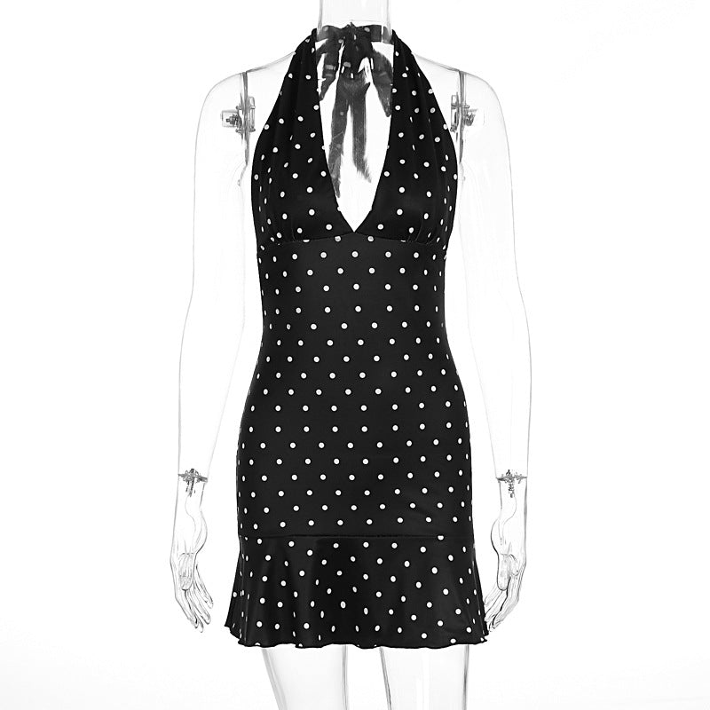 Damen Kleid mit Neckholder und Rocksaum Drune