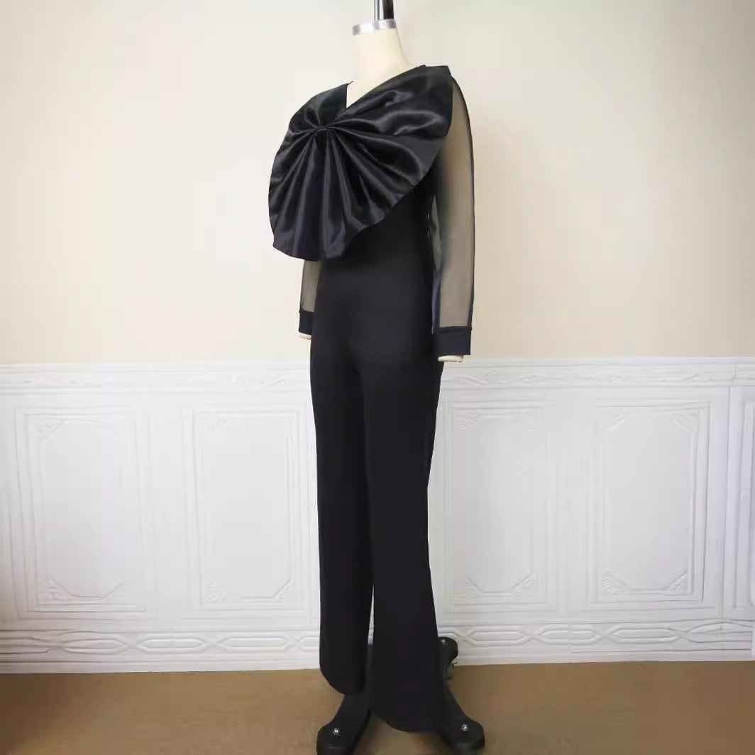 Damen Eleganter Jumpsuit mit voluminösem Satinkleid Drune