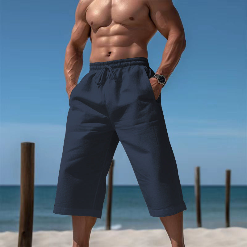 Herren nan lässige knielange Bermuda-Shorts mit elastischem Bund und Tunnelzug Drune