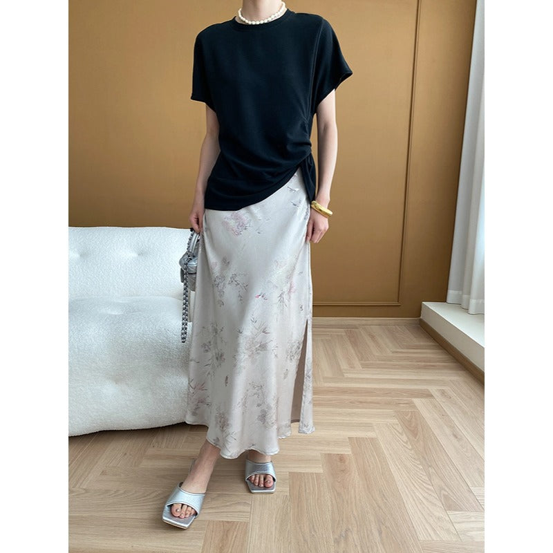 Damen Elegantes und fließendes Midikleid mit floralem Design Drune