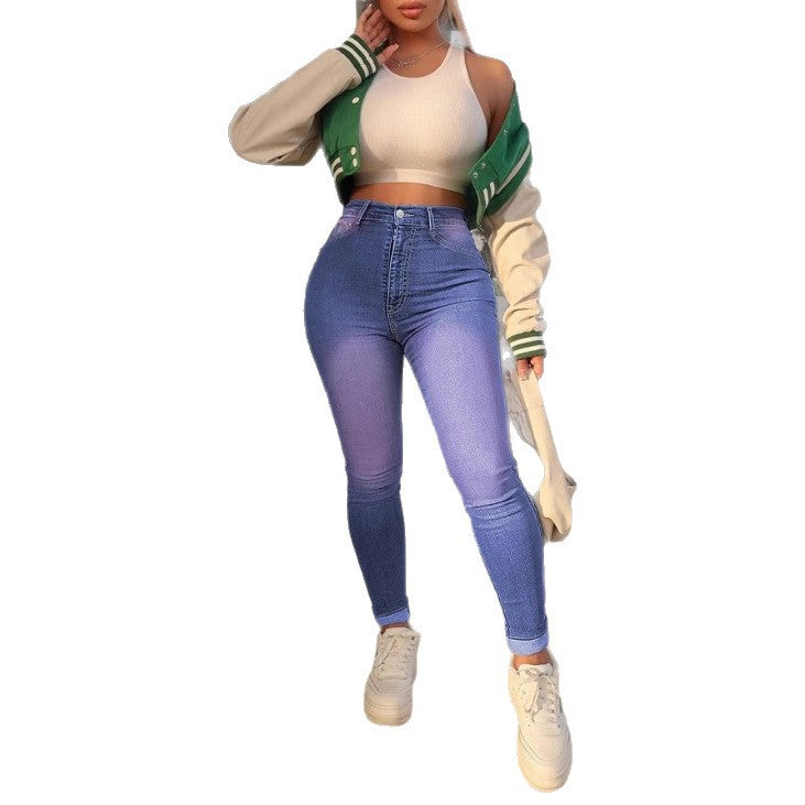 Damen Hochgeschnittene, figurformende Superstretch-Skinny-Jeans mit knöchellanger Passform Drune