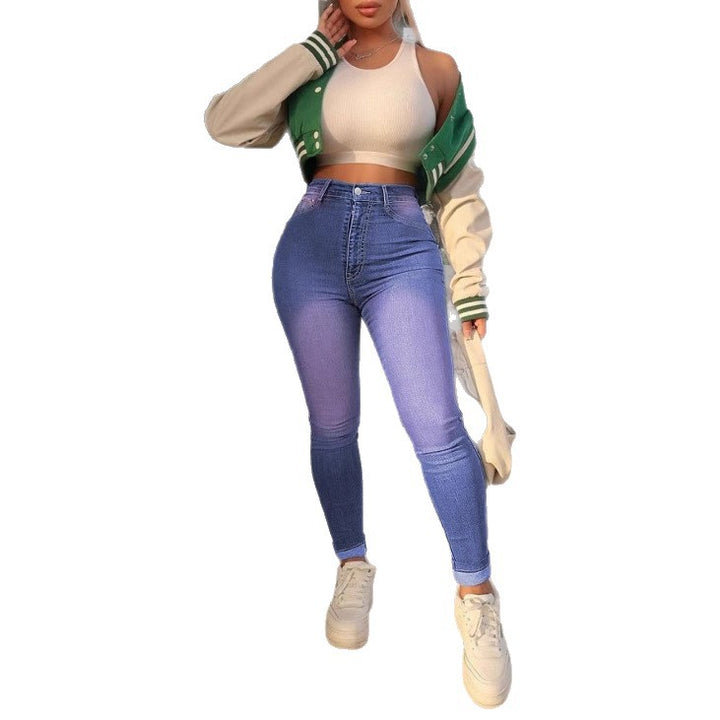 Damen Hochgeschnittene, figurformende Superstretch-Skinny-Jeans mit knöchellanger Passform Drune