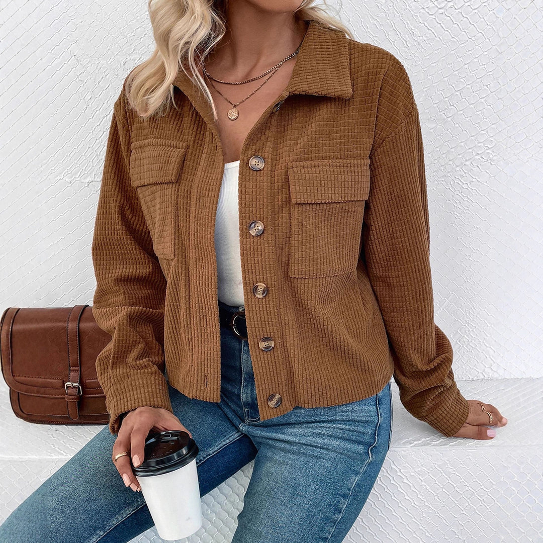 Damen Lässige Kordjacke mit Knopfleiste Drune
