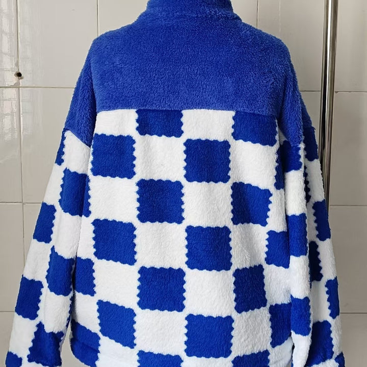Damen gestepptes Fleece-Jacke im Karomuster Drune