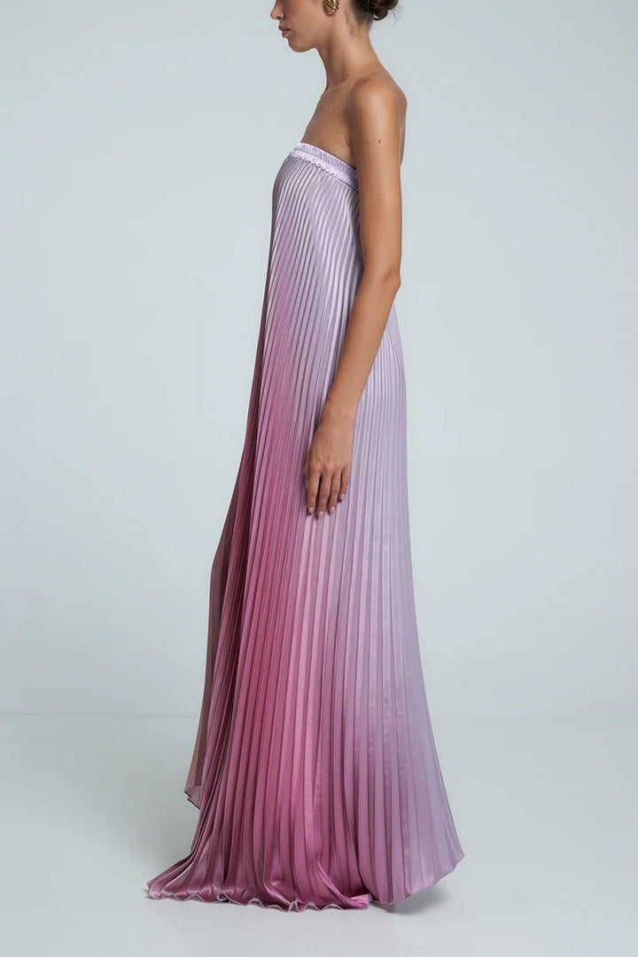 Damen Maxi-Kleid mit kunstvollem Plissee-Design und floralem Druck Drune