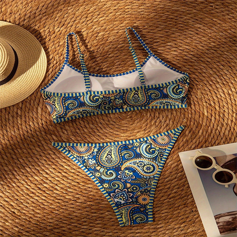 Damen Bandeau-Bikini mit paisley Muster und verstellbaren Trägern Drune