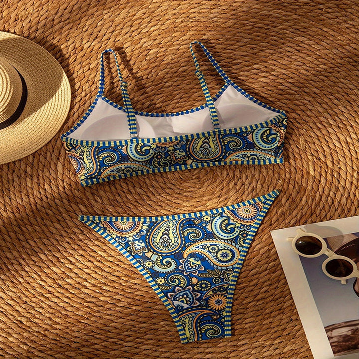 Damen Bandeau-Bikini mit paisley Muster und verstellbaren Trägern Drune
