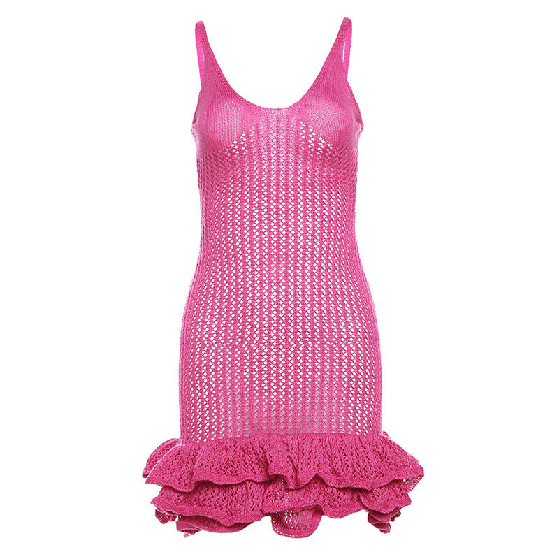 Damen Strickkleid mit Rüschendetails Drune