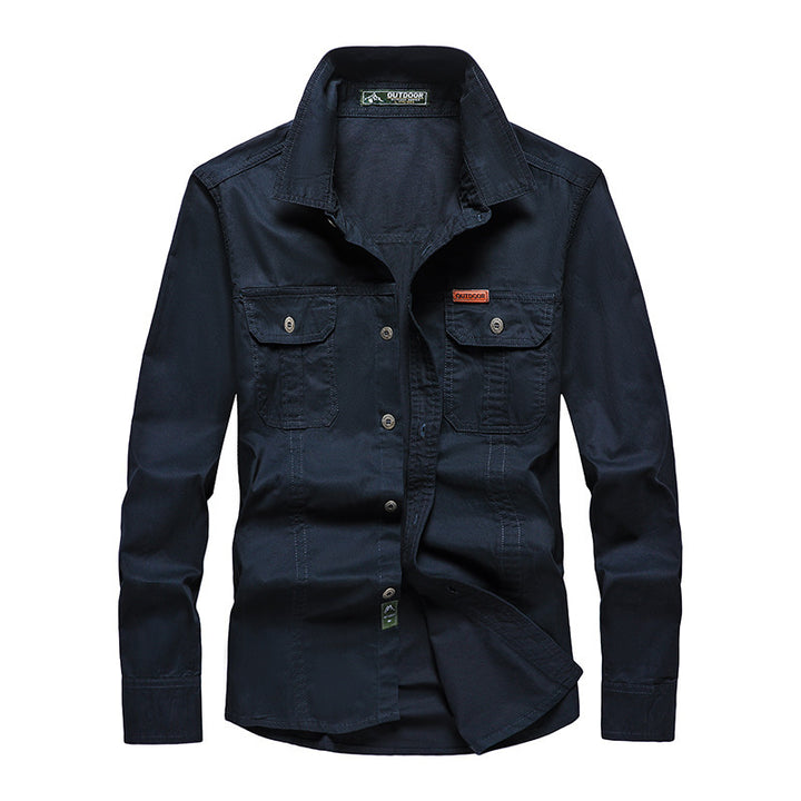 Herren nan Hemdjacke aus robustem Baumwoll-Twill mit verstärkten Brusttaschen Drune