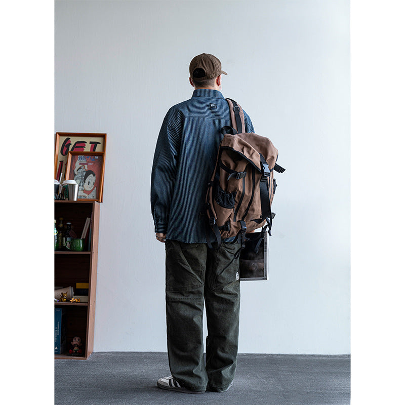 Herren Baumwoll-Hemd im lässigen Streifenlook mit praktischen Details Drune