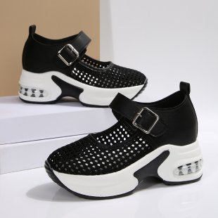 Damen nan Riemchen-Sneaker im Mary-Jane-Stil mit sichtbarer Luftdämpfung und perforiertem Obermaterial Drune