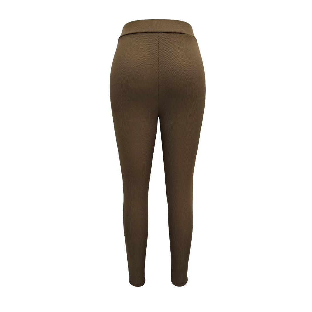Drune | High-Waist Leggings mit strukturiertem Design und dekorativem Reißverschluss