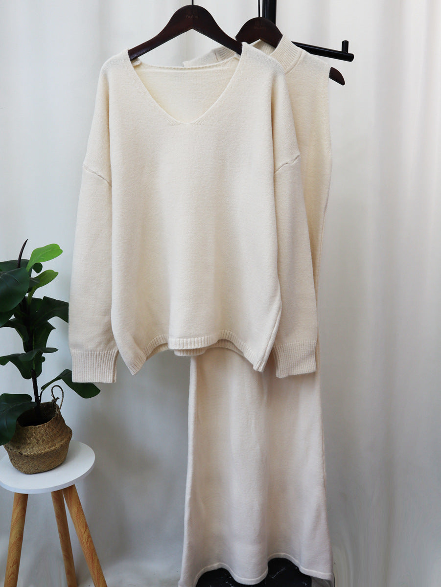 Damen Strickensemble mit weitem Schnitt und V-Ausschnitt Drune