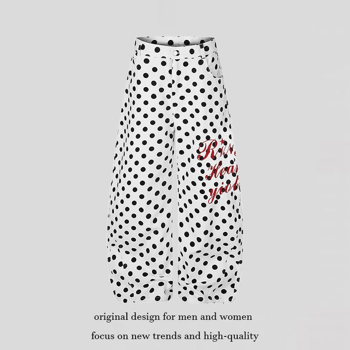 Damen Weite Culotte-Jeans mit Polka-Dot, ballonförmigem Saum und hoher Taille Drune