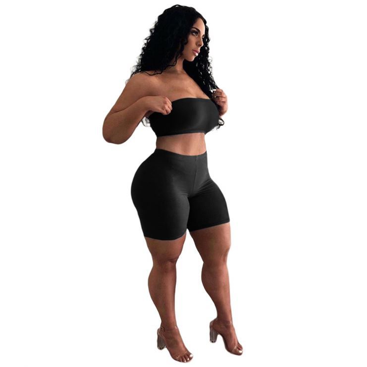 Damen Crop-Top und Shorts Set mit elastischem Bund und figurformendem Schnitt Drune