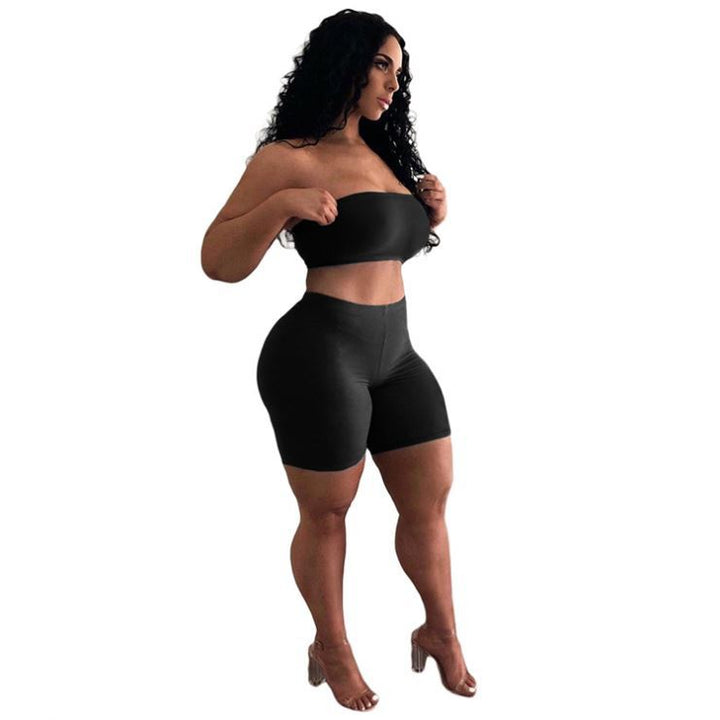 Damen Crop-Top und Shorts Set mit elastischem Bund und figurformendem Schnitt Drune