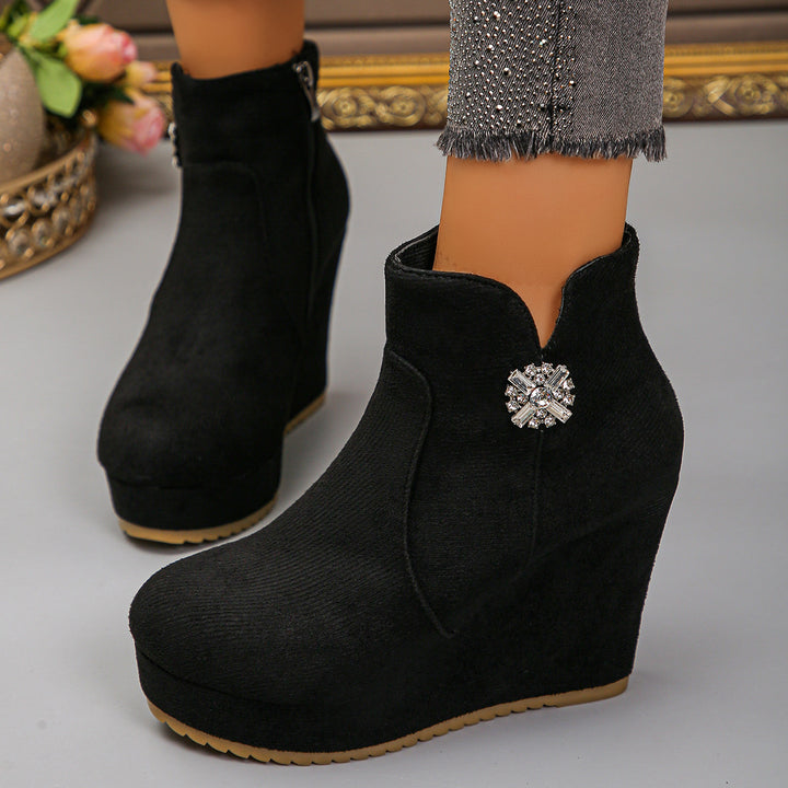 Damen Wedge-Stiefeletten mit Glamourösen Verzierungen Drune