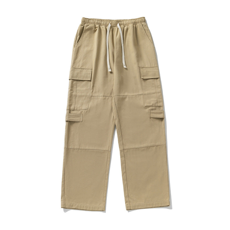 Unisex Weite Cargo-Hose mit elastischem Bund, Kordelzug und Mehrfach-Taschen Drune
