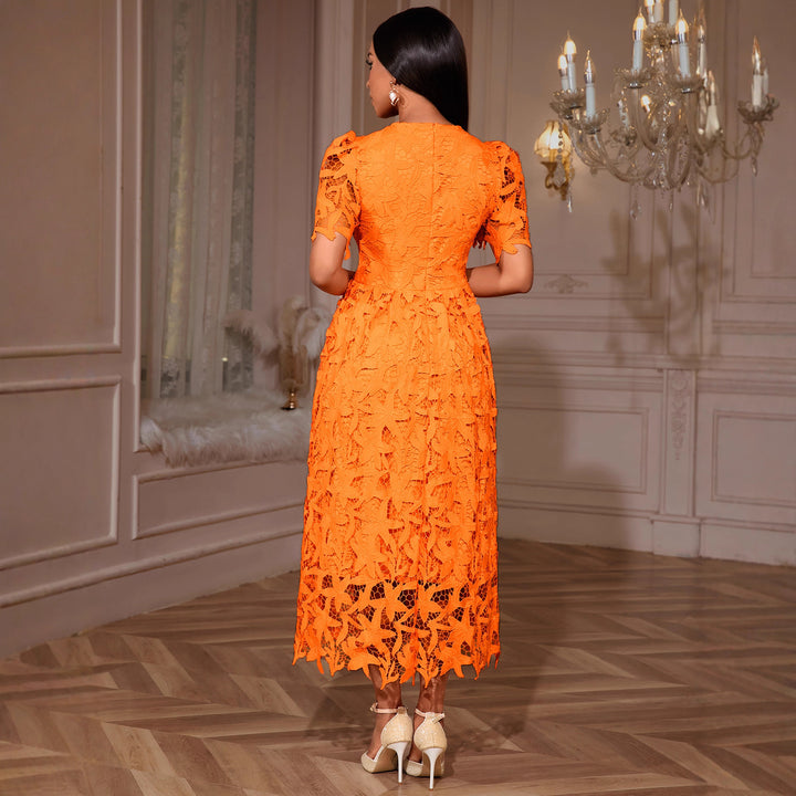 Damen Spitzen-Maxikleid mit floralem Design Drune