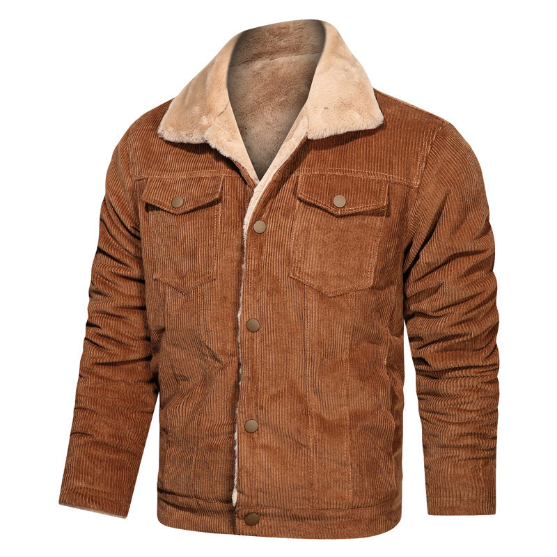 Herren Cordjacke mit Teddyfutter und Druckknopfverschluss Drune