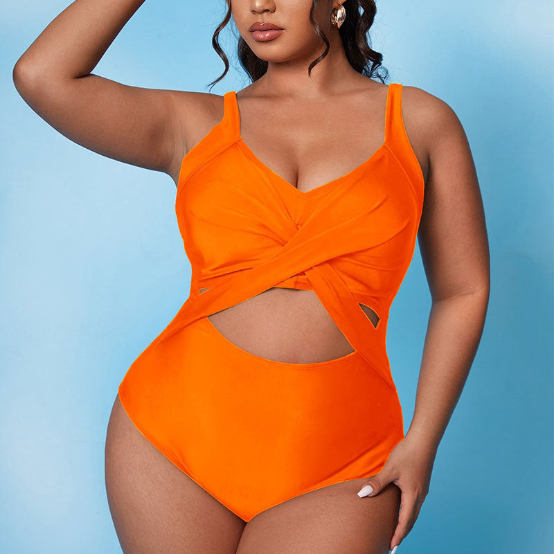 Damen Einteiliger Badeanzug mit stylischem Wickelschnitt und trendigen Cut-Out Drune