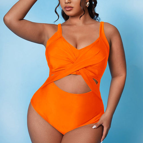 Damen Einteiliger Badeanzug mit stylischem Wickelschnitt und trendigen Cut-Out Drune