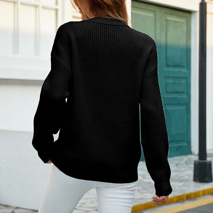 Drune | Einfarbiger Strickpullover Mit Feinem Strick