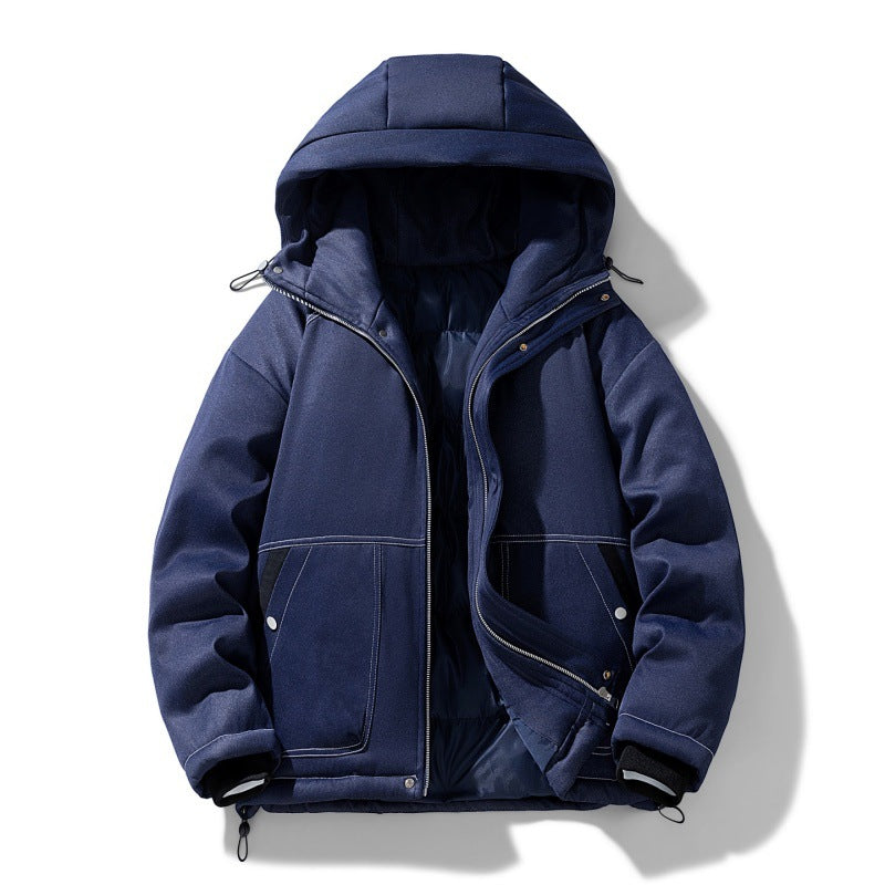Herren urbaner Kapuzen-Insulated Overshirt mit gesteppter Thermofüllung und Kontrastnähten Drune