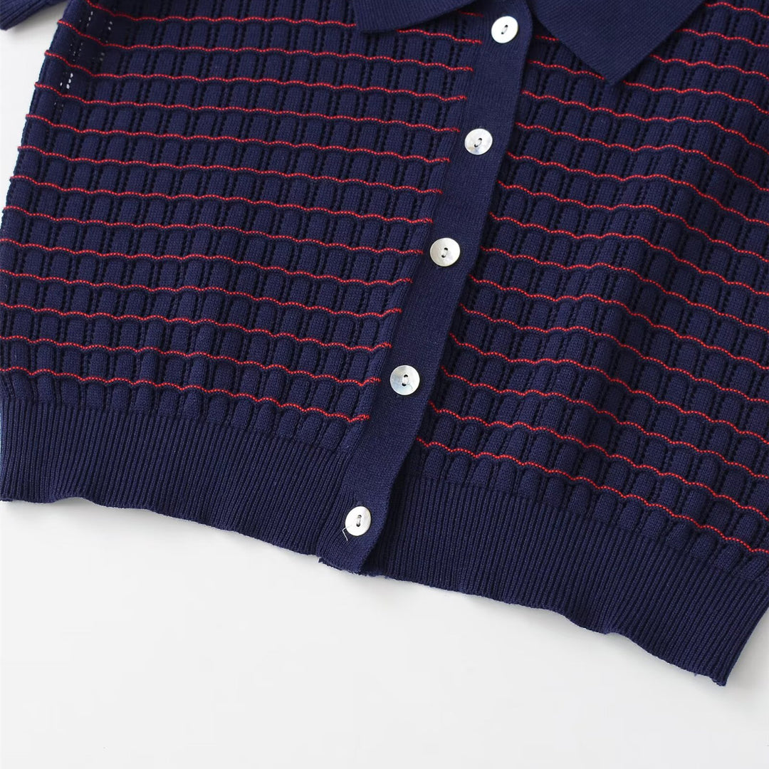 Damen Kurzarm Pullover mit strukturiertem Gewebe Drune