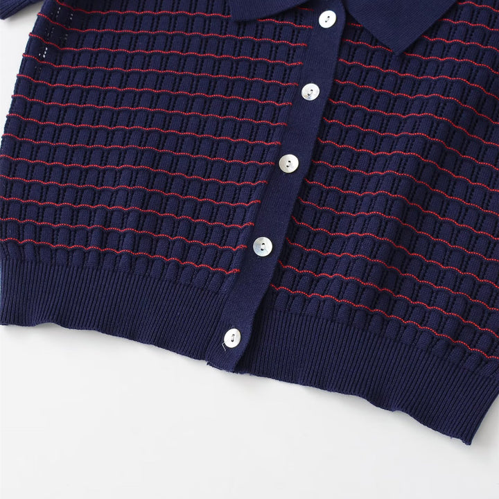 Damen Kurzarm Pullover mit strukturiertem Gewebe Drune