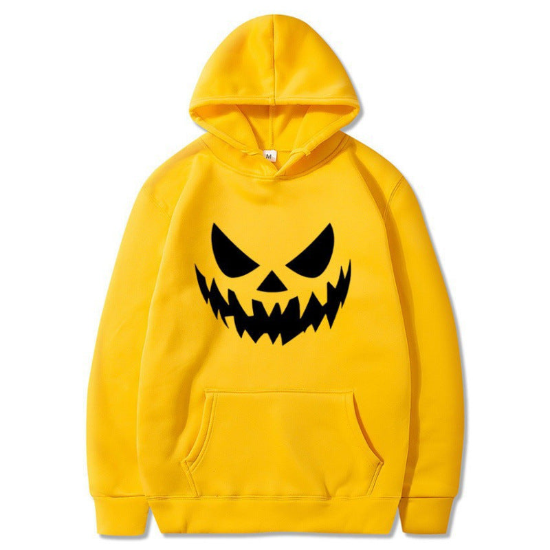 Unisex nan Kapuzenpullover mit gruseligem Kürbisgesicht-Print und Oversize Kängurutasche Drune