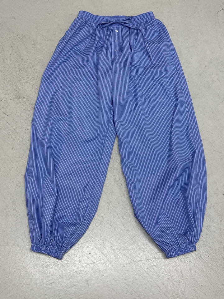 Damen Weite Lounge-Hose mit Smokbund, Tunnelzug, Knopfleiste und elastischen Fußbündchen Drune