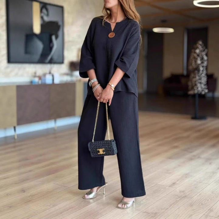Damen lässige Tunika und Palazzo-Hose Drune