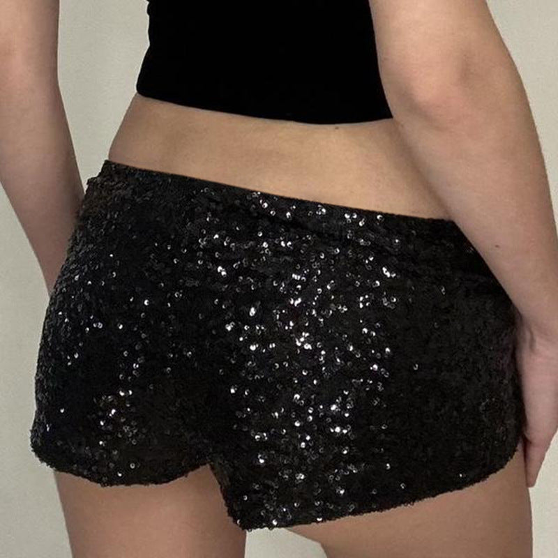 Damen figurbetonte Kunstleder-Shorts mit dekorativen Nieten und seitlichen Taschen Drune