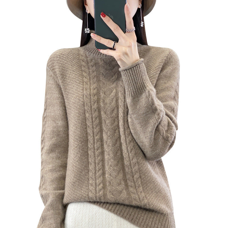 Damen Weicher Zopfstrick‑Mockneckpullover mit kaschmirähnlicher Haptik und verlängerten Rippbündchen Drune