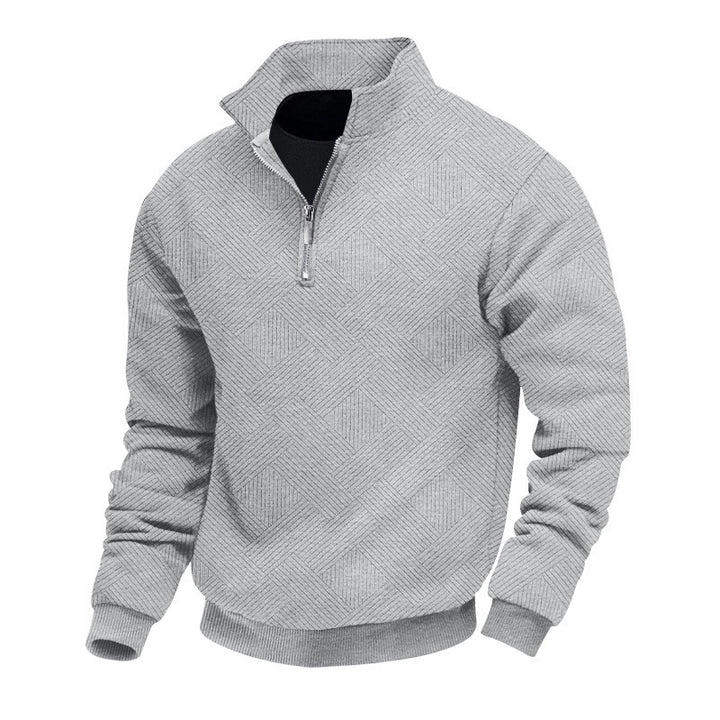 Herren Halbzip-Pullover mit geometrischer Waffelstruktur Drune