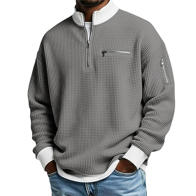 Herren Sportlicher Quarter-Zip Pullover mit strukturiertem Muster Drune