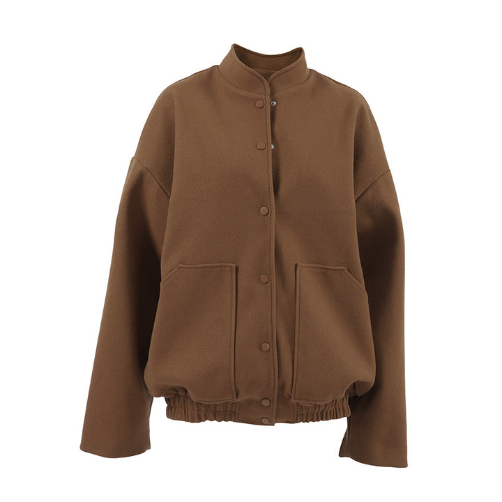 Damen Oversized Fleece-Jacke mit Druckknopfverschluss und seitlichen Taschen Drune