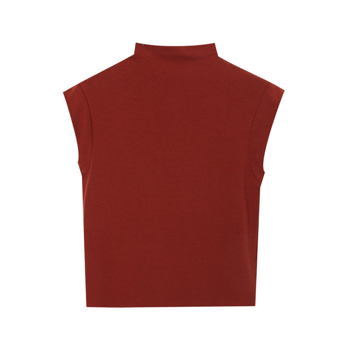 Damen figurbetontes T-Shirt mit Stehkragen und elegantem Saum Drune